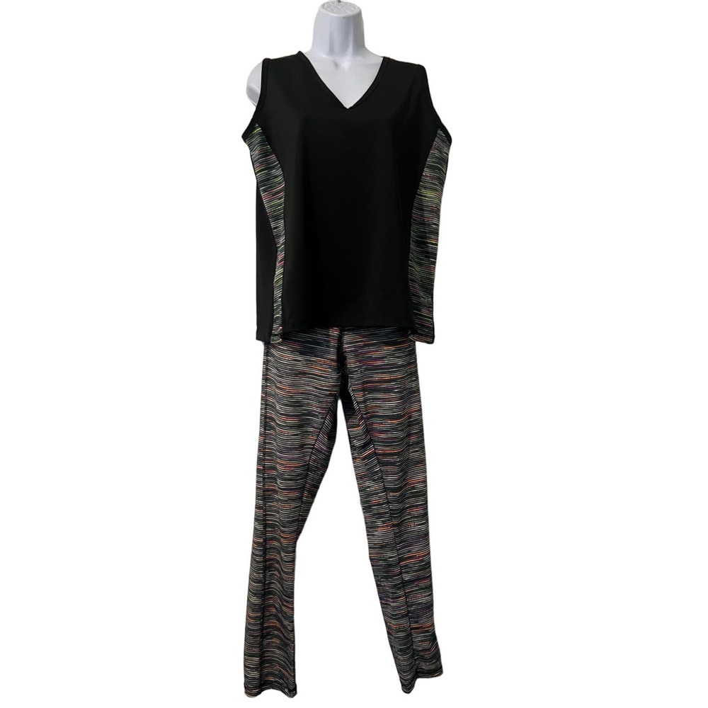 TAKE A WALK Women's Workout Shirt Sleeveless V Neck Pull On Pants Plus‎ Size 3XL